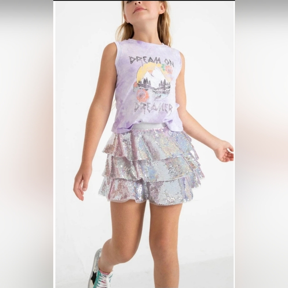 Lola and the boys 3 layer shimmering silver sequin skirt. Size 4T. New with tags - Picture 2 of 10
